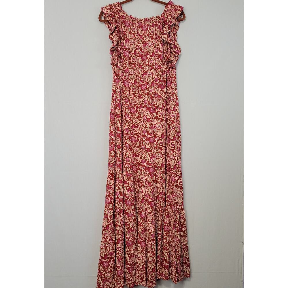 Natural Life Floral Sleeveless Ruffle Neckline Tiered Maxi Dress size L Boho - Picture 7 of 7